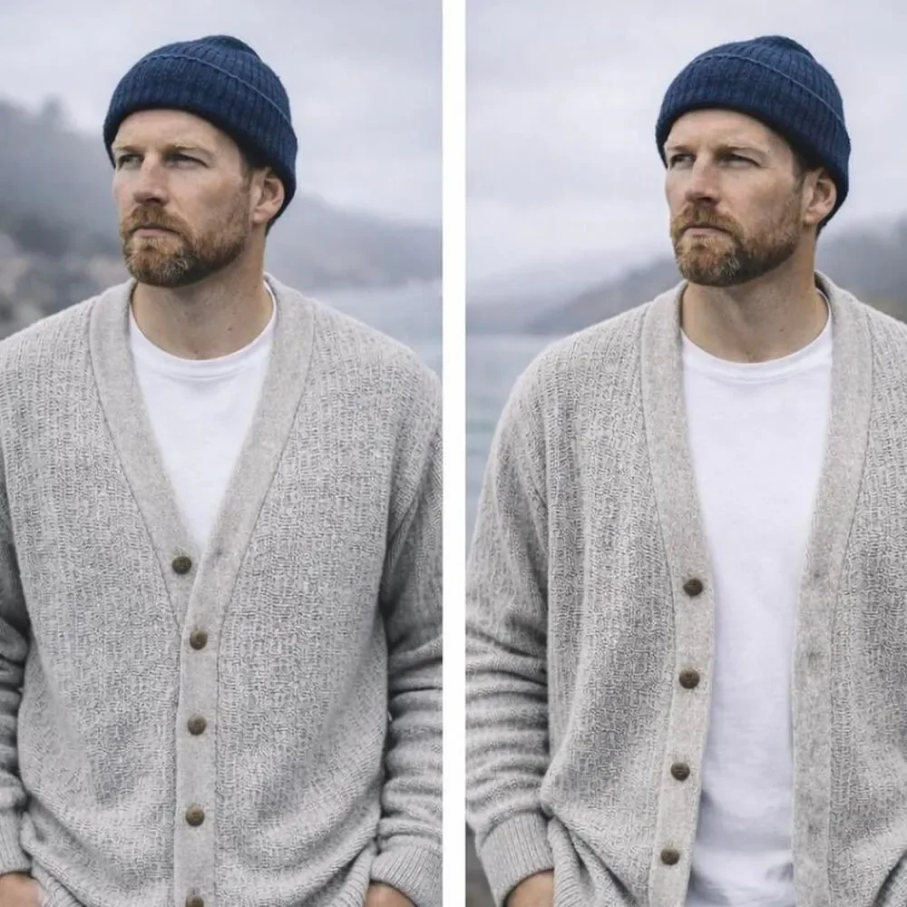 Trader Bay 2XL Knit Cardigan Oatmeal Textured GrandpaCore Fisherman Style VTG